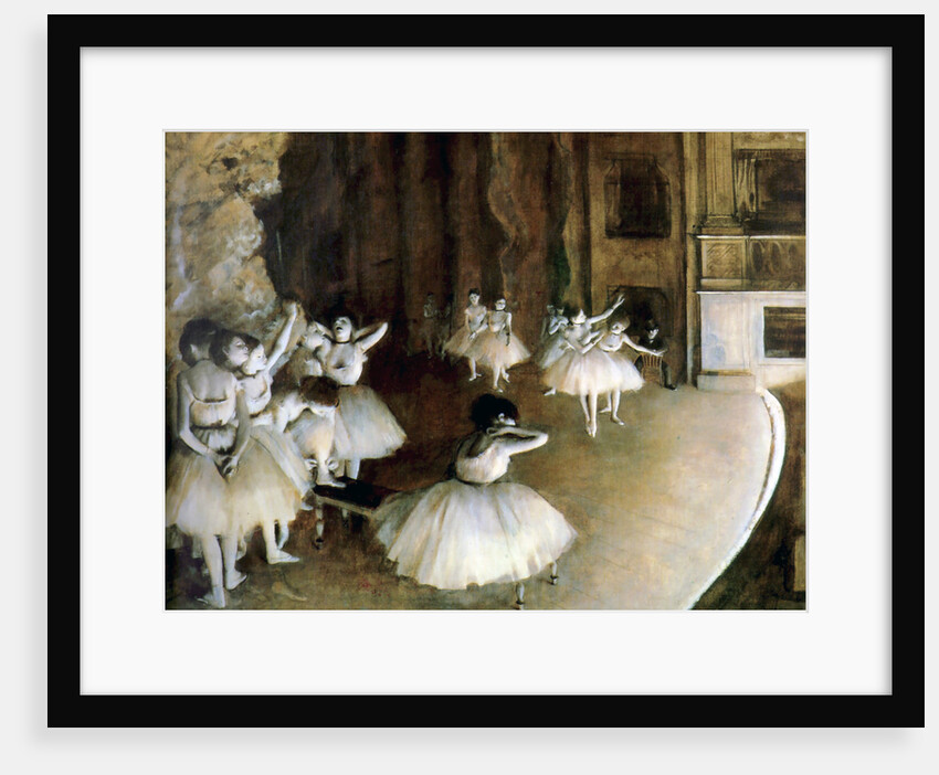 Ballet Rehearsal on Stage by Edgar Degas