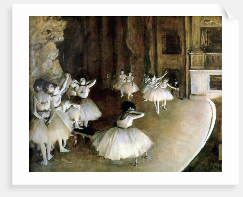 Ballet Rehearsal on Stage by Edgar Degas