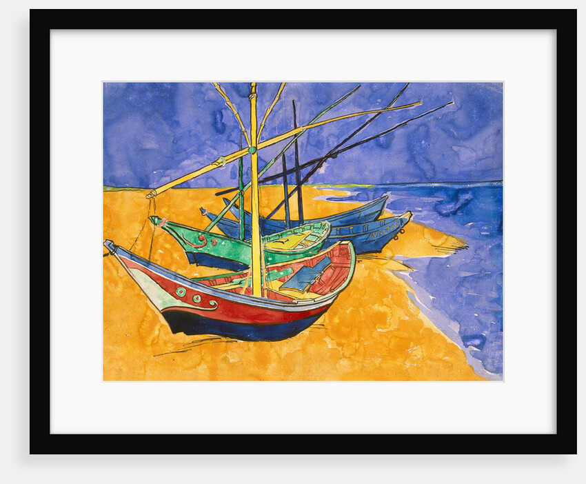 Boats on the Beach of Les-Saintes-Maries, 1888. by Vincent van Gogh