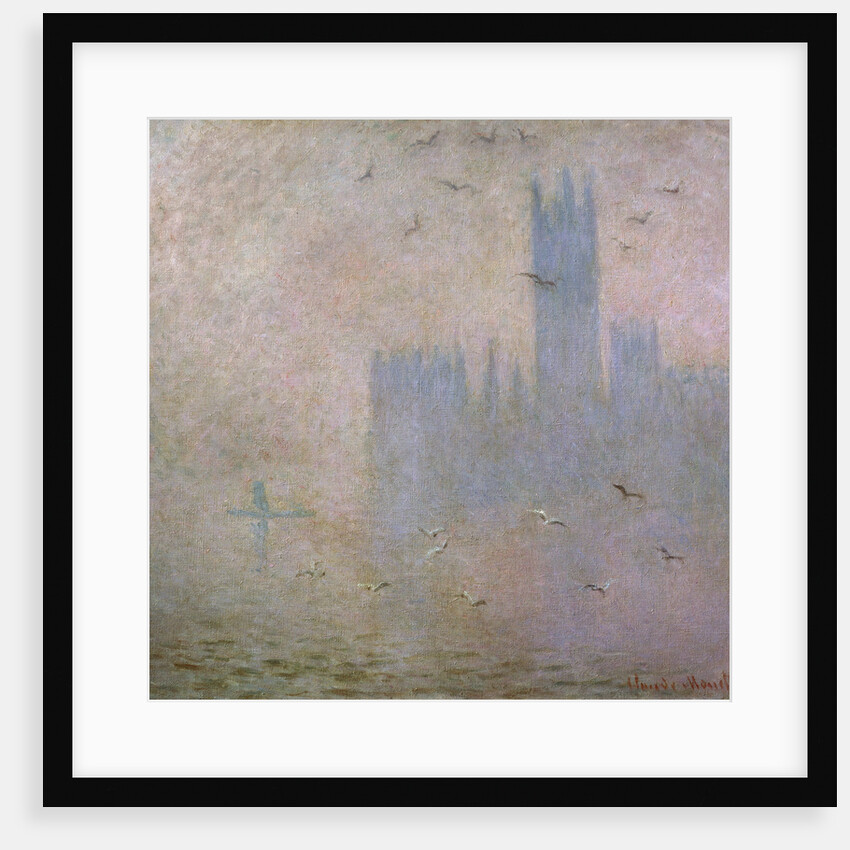 Seagulls. The Thames in London. The Houses of Parliament by Claude Monet