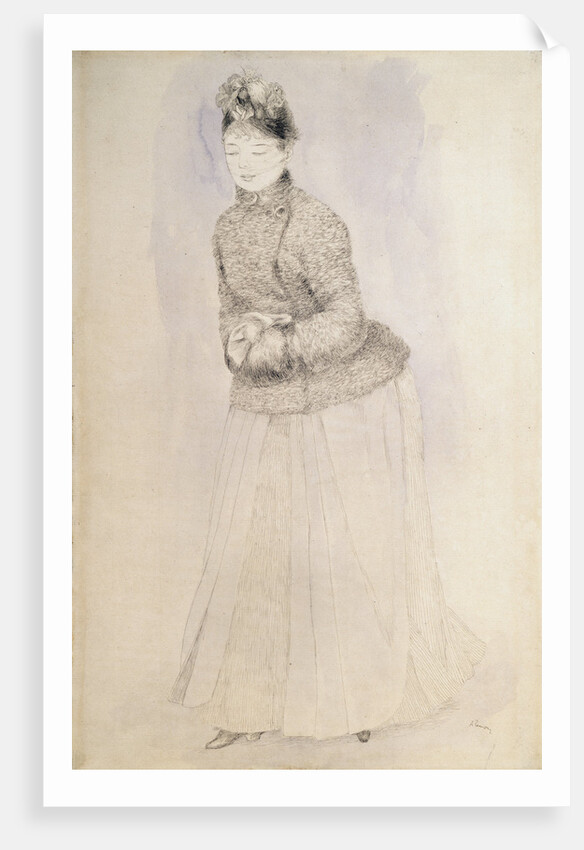 Woman with a Muff, c1883-c1884. by Pierre-Auguste Renoir