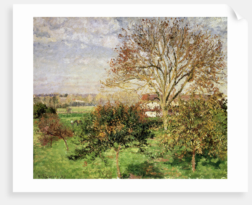 Autumn morning at Ãˆragny by Camille Pissarro