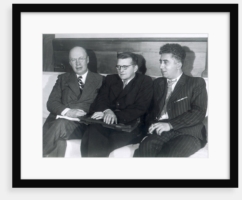 Sergei Prokofiev, Dmitri Shostakovich and Aram Khachaturian, Russian composers, 1945 by Unknown