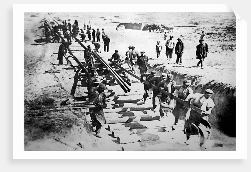 Construction work on the Trans-Siberian Railway, USSR, 1929 by Anonymous