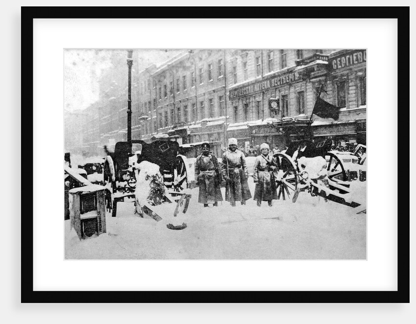 Revolutionary barricades on Liteyny Prospekt, Petrograd, Russia, 27 February 1917 by Anonymous