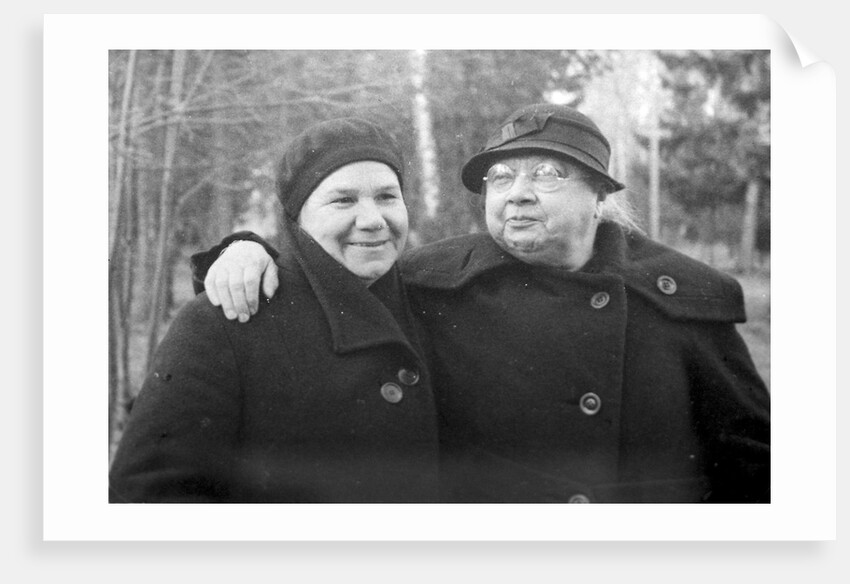 Nadezhda Krupskaya, Lenins wife, with a friend, 1936 by Anonymous
