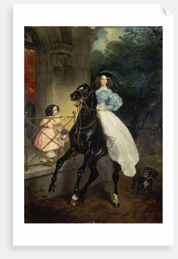 Horsewoman, Portrait of Giovanina and Amazillia Pacini, 1832. by Karl Briullov