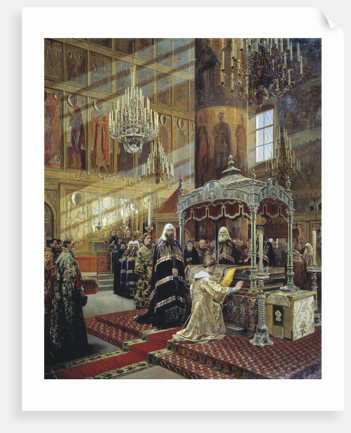 Tsar Alexis and Patriarch Nikon at the coffin of Metropolitan Philip of Moscow, 17th century (1886) by Alexander Litovchenko