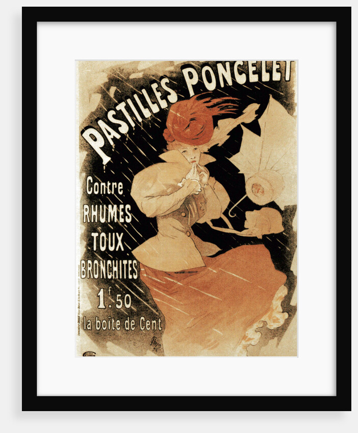 Advertising poster for Pastilles Poncelet, a cold and bronchitis remedy, 1896. by Jules Cheret
