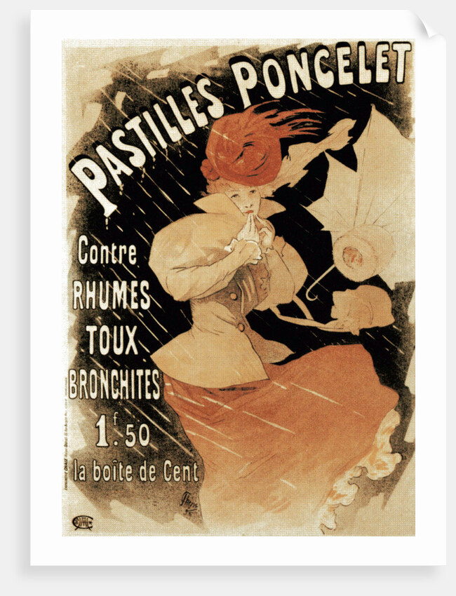 Advertising poster for Pastilles Poncelet, a cold and bronchitis remedy, 1896. by Jules Cheret