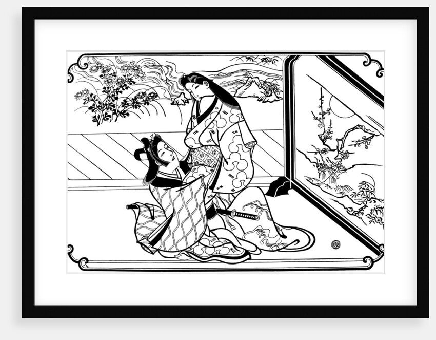 Behind the Screen, 1680s. by Hishikawa Moronobu