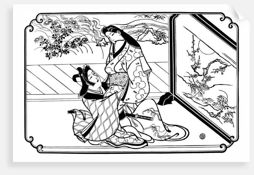 Behind the Screen, 1680s. by Hishikawa Moronobu