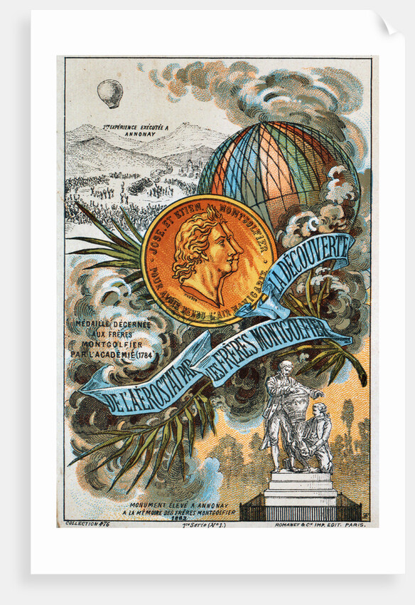 The Montgolfier brothers, French ballooning pioneers, (1890s). by Anonymous