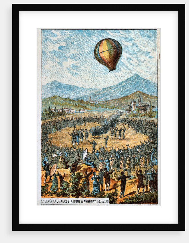 First test flight of a hot air balloon at Annonay, France, 4 June, 1783 (1890s) by Anonymous