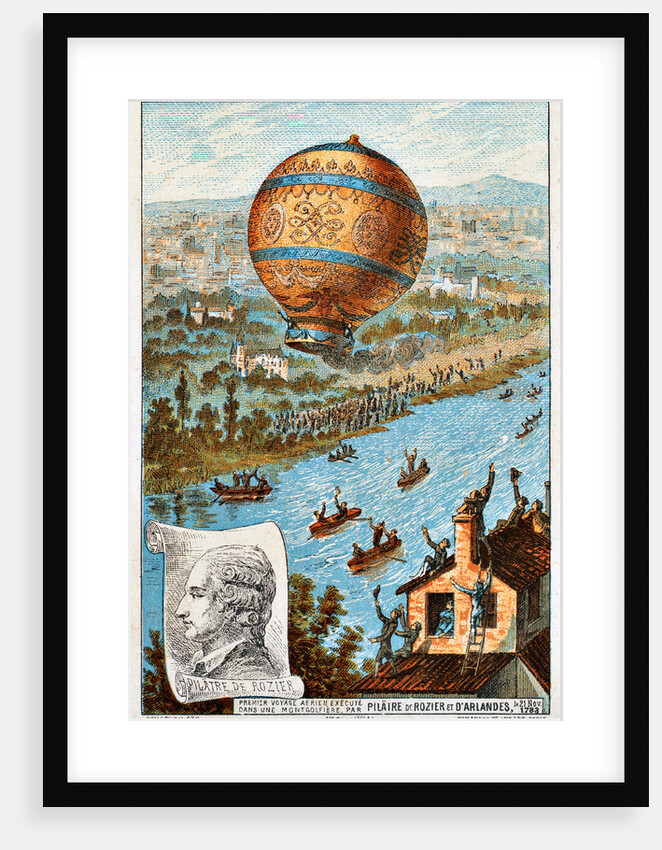 First aerial voyage of Pilâtre de Rozier and dArlandes, Paris, France, 1783 (1890s). by Anonymous