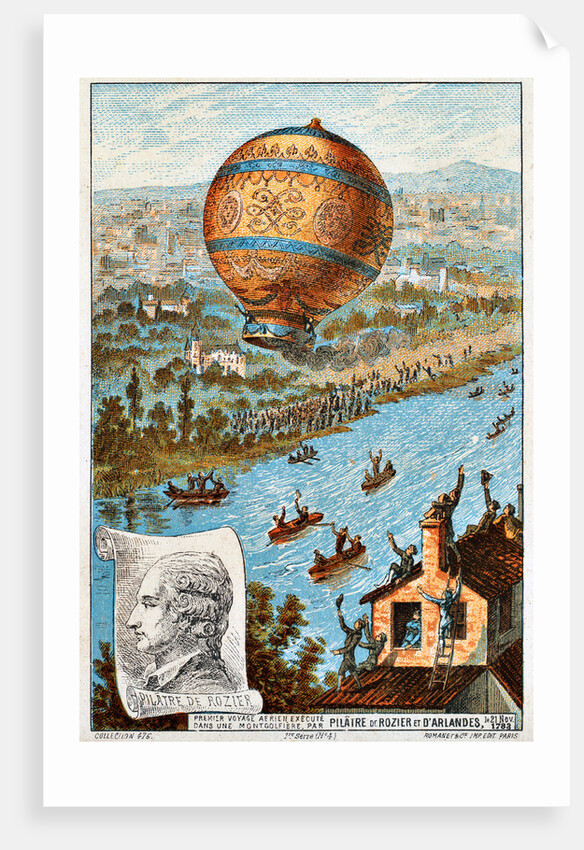 First aerial voyage of Pilâtre de Rozier and dArlandes, Paris, France, 1783 (1890s). by Anonymous