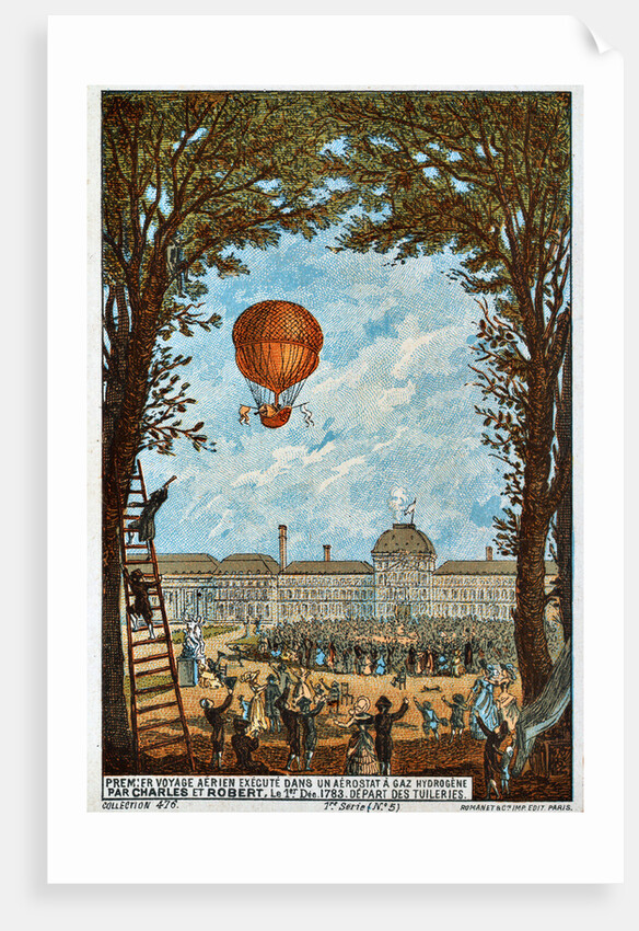 First aerial voyage by Charles and Robert, Paris, France, 1783 (1890s). by Anonymous