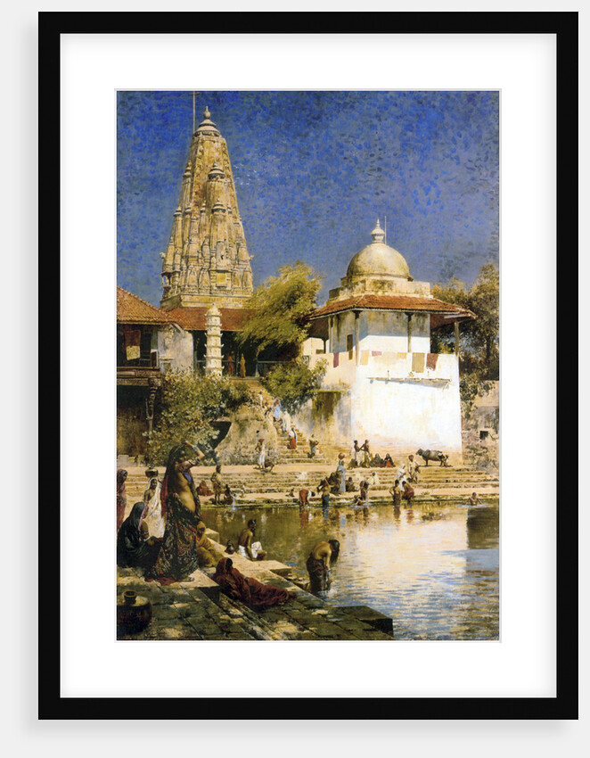 Banganga Tank and Walkeshwar Temple at Bombay, 1890s. by Edwin Lord Weeks