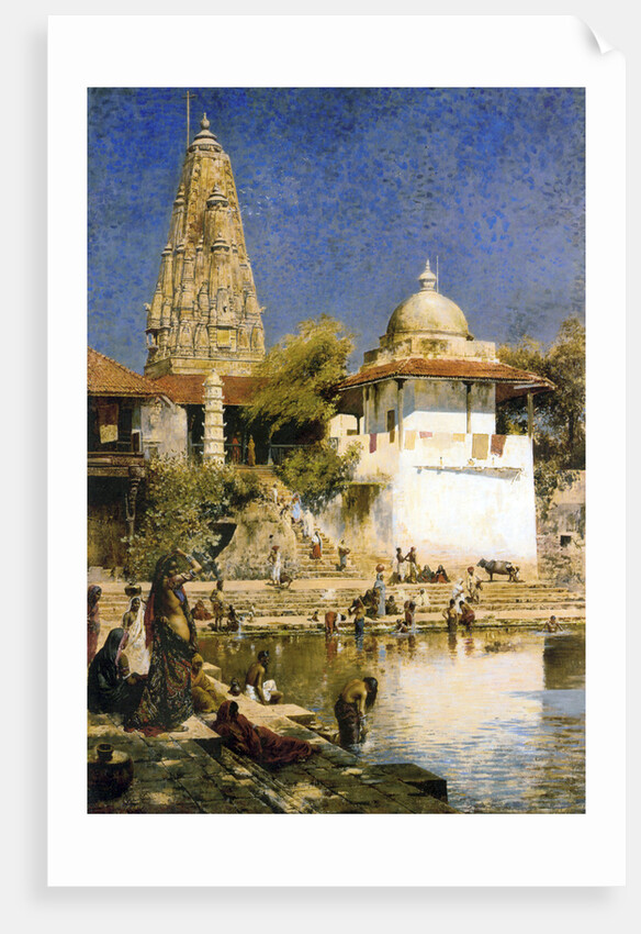 Banganga Tank and Walkeshwar Temple at Bombay, 1890s. by Edwin Lord Weeks