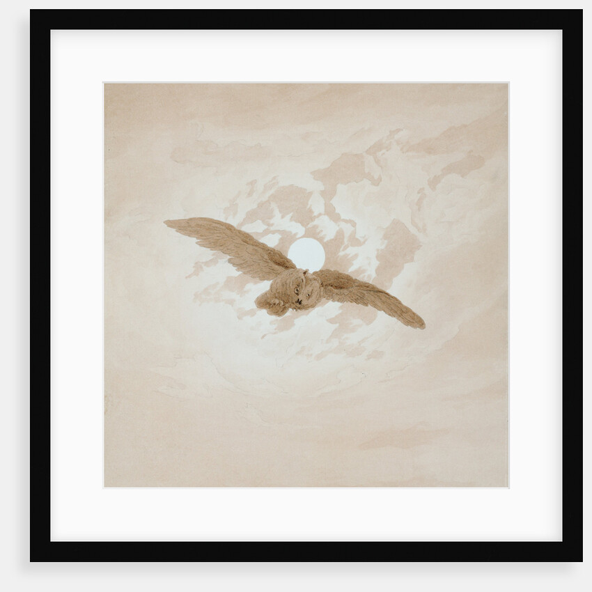 Owl Flying against a Moonlit Sky, 1836-1837. by Caspar David Friedrich