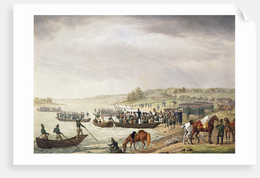Italian Corps of Eugene de Beauharnais Crossing the Niemen on 30 June 1812, (1815). by Albrecht Adam