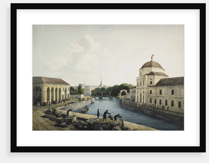 View of the Moika River by the Imperial stables, St Petersburg, Russia, 1809. by Andrej Martynoff