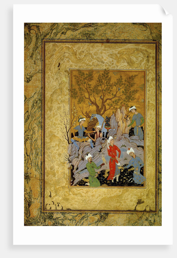 A Princely Hawking Party in the Mountains, c1575. by Mirza 'Ali