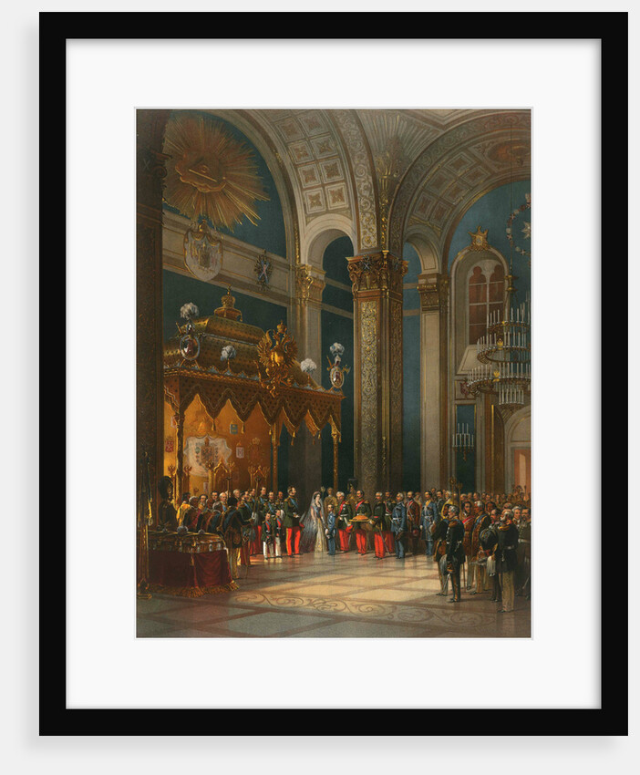 Homage of Cossack officers in the Throne Hall, coronation of Tsar Alexander II, Moscow, 1856. by Georg Wilhelm Timm