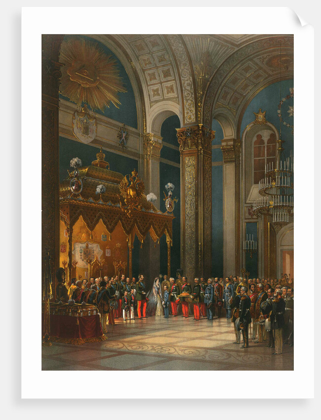 Homage of Cossack officers in the Throne Hall, coronation of Tsar Alexander II, Moscow, 1856. by Georg Wilhelm Timm