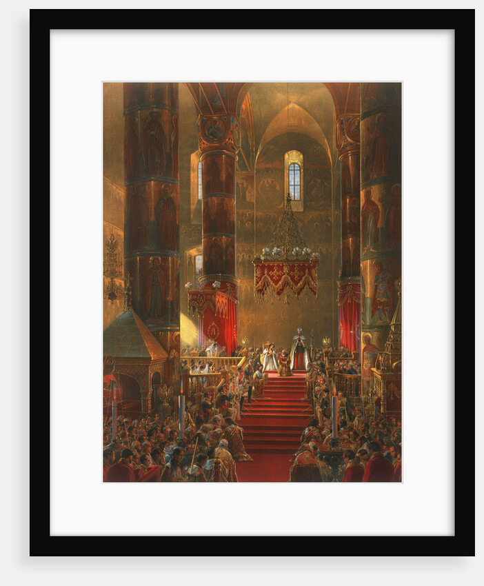 The Metropolitan genuflects at the coronation ceremony of Tsar Alexander II, Moscow, 1856. by Georg Wilhelm Timm