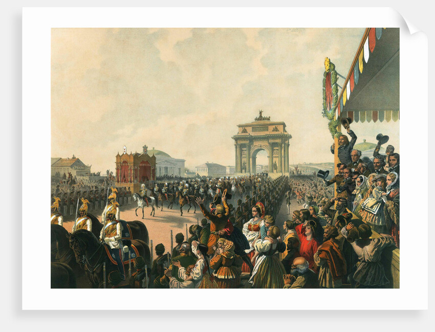 Triumphal entry of their Majesties Alexander II and Maria Alexandrovna into Moscow, 1856. by Mihály Zichy