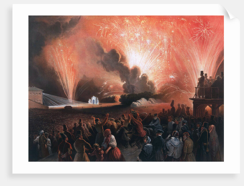 Coronation fireworks in Moscow, 1856. by Pharamond Blanchard