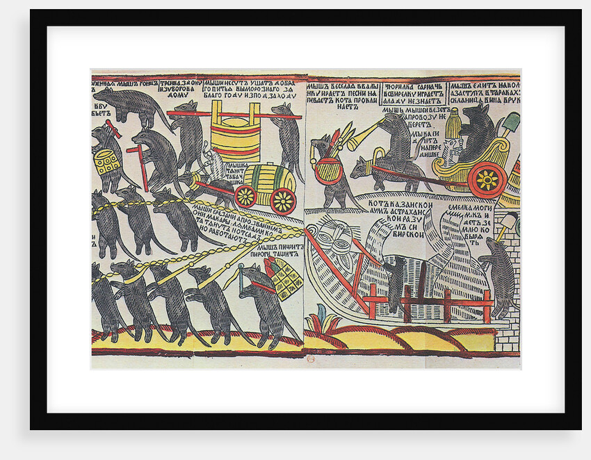 The Mice are burying the Cat, Lubok print, 1760 by Unknown