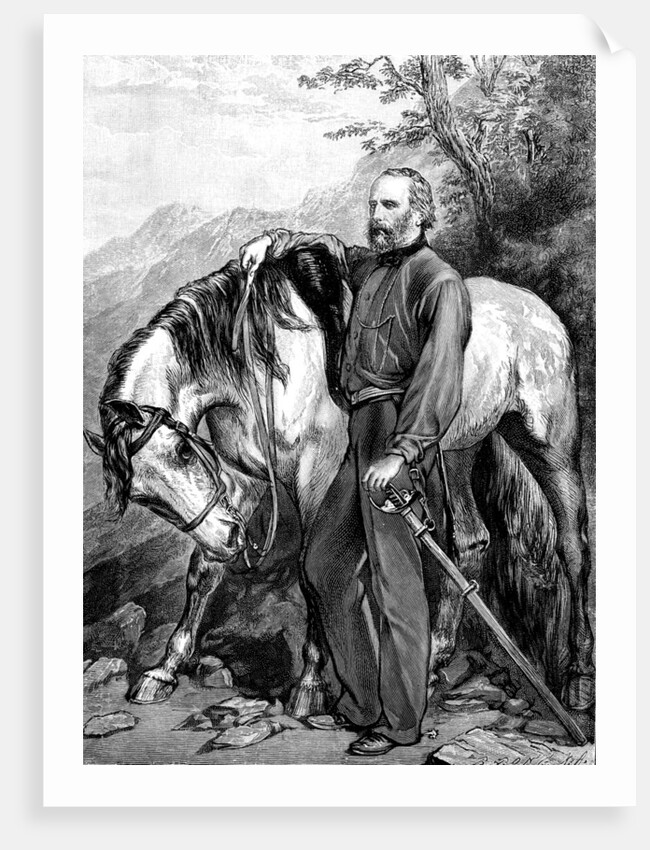 Giuseppe Garibaldi, Italian patriot and soldier of the Risorgimento, 1861. by Anonymous