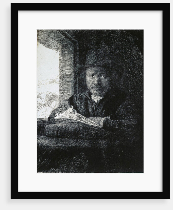 Self-Portrait Drawing by a Window, 1648. by Rembrandt Harmensz van Rijn