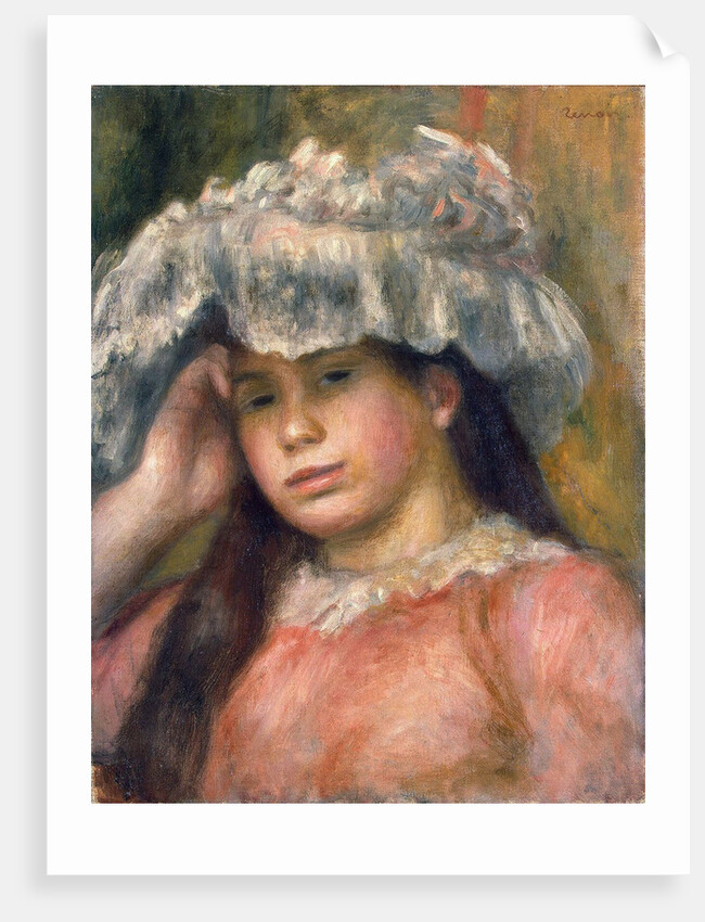 Young Girl in a Hat, 1892-1894. by Pierre-Auguste Renoir