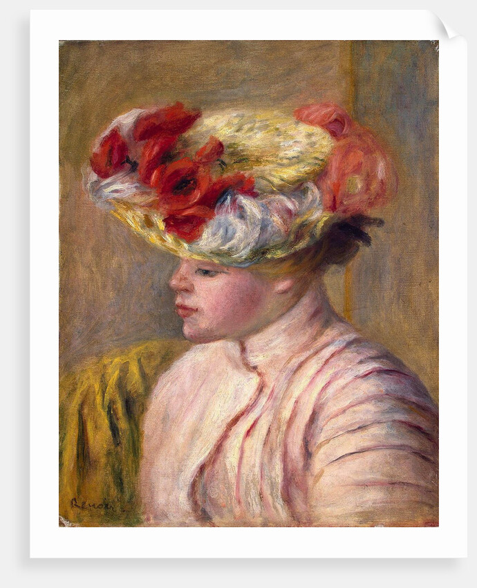 Young Woman in a Flowered Hat by Pierre-Auguste Renoir