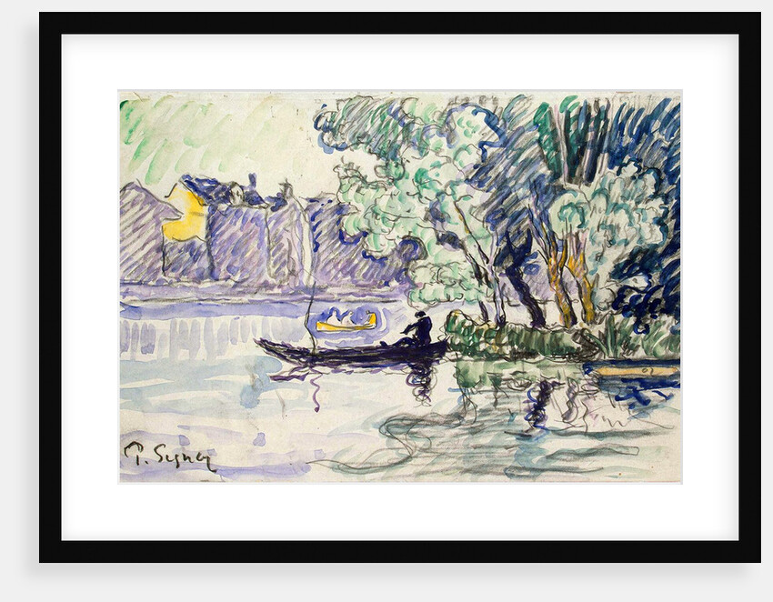 Fisherman in a Boat Near a Bank of the Seine, c1900 by Paul Signac