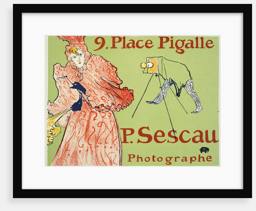 9, Place Pigalle, P. Sescau Photographe (Poster), 1894. by Henri de Toulouse-Lautrec