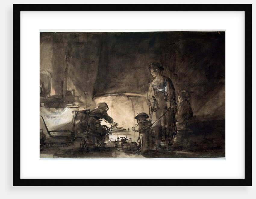 The Kitchen in Rembrandts House, 1650s. by Rembrandt Harmensz van Rijn