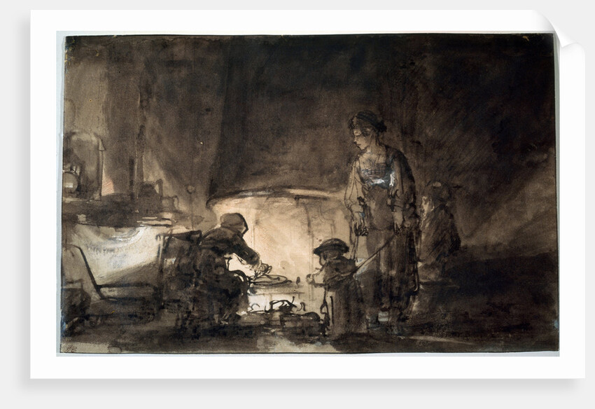 The Kitchen in Rembrandts House, 1650s. by Rembrandt Harmensz van Rijn