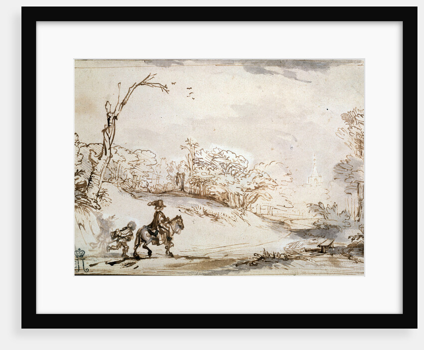 Landscape with a Horseman, 1648-1650. by Rembrandt Harmensz van Rijn