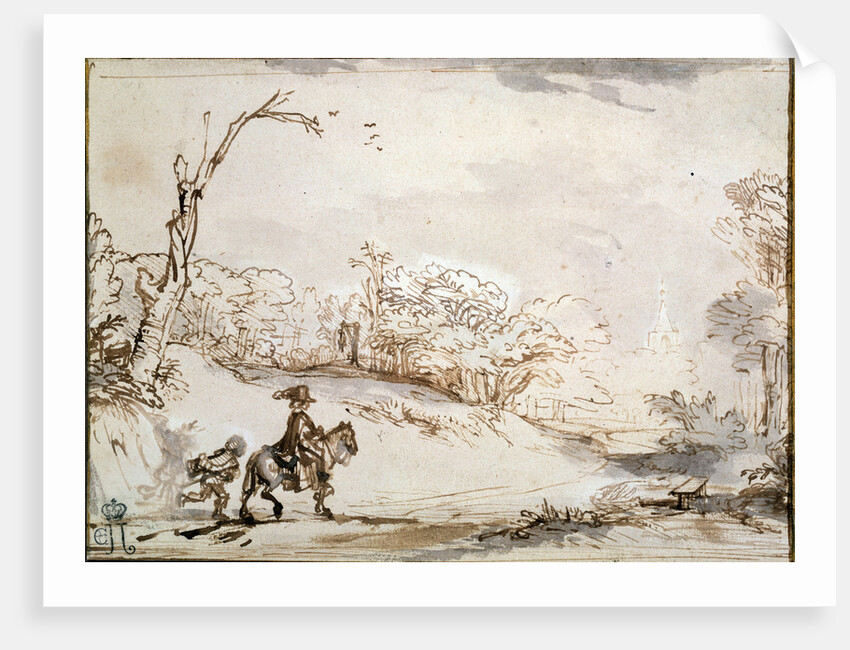 Landscape with a Horseman, 1648-1650. by Rembrandt Harmensz van Rijn