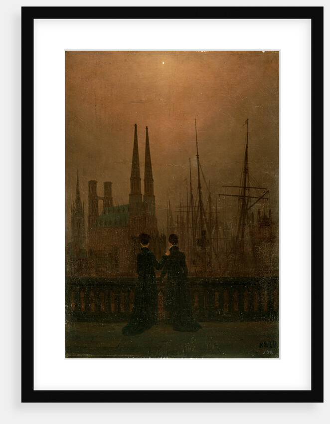 Harbour at Night (Sisters), 1818-1820. by Caspar David Friedrich