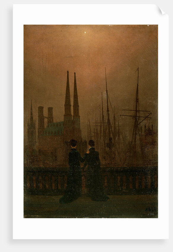 Harbour at Night (Sisters), 1818-1820. by Caspar David Friedrich