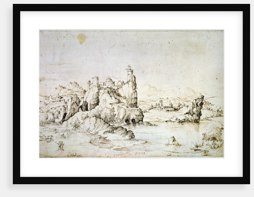 A Castle on a Rock in Mountainscape, 1540. by Gherardo Cibo