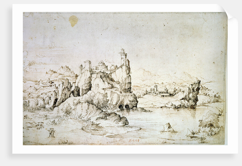 A Castle on a Rock in Mountainscape, 1540. by Gherardo Cibo