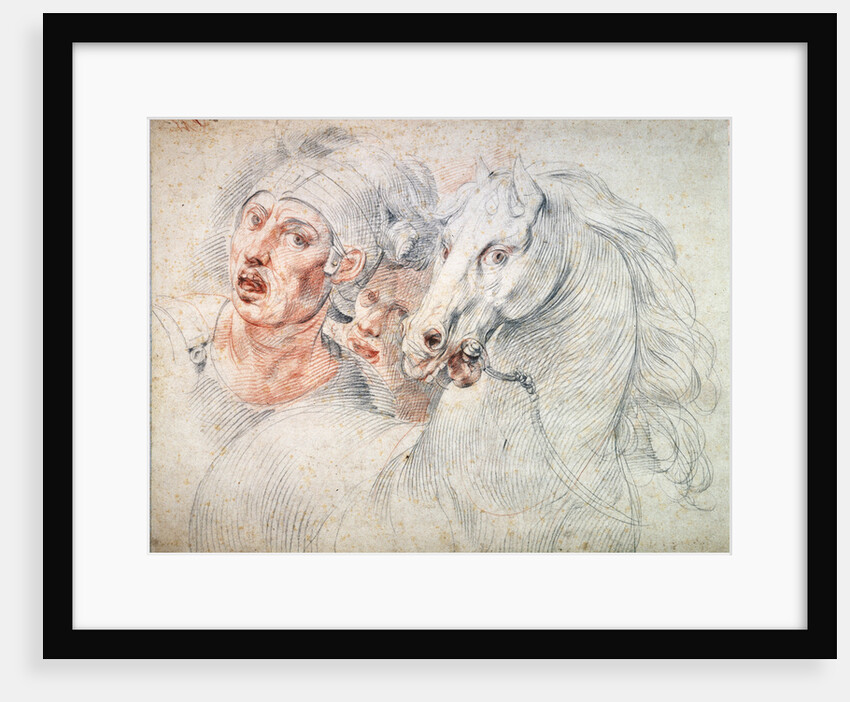 Study of a horse and two Soldiers, early 17th century by Giuseppe Cesari