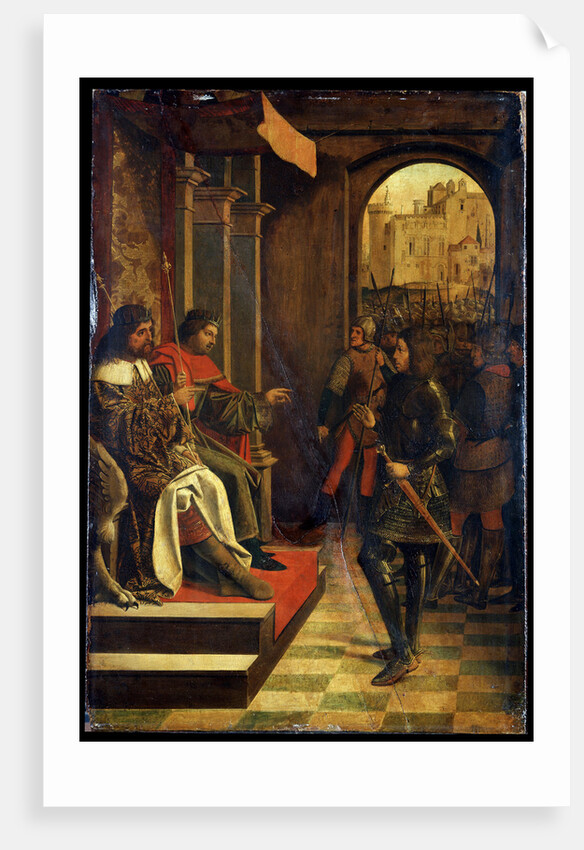 Saint Sebastien before the Emperors Diokletian and Maximian, late 15th century by Josse Lieferinxe