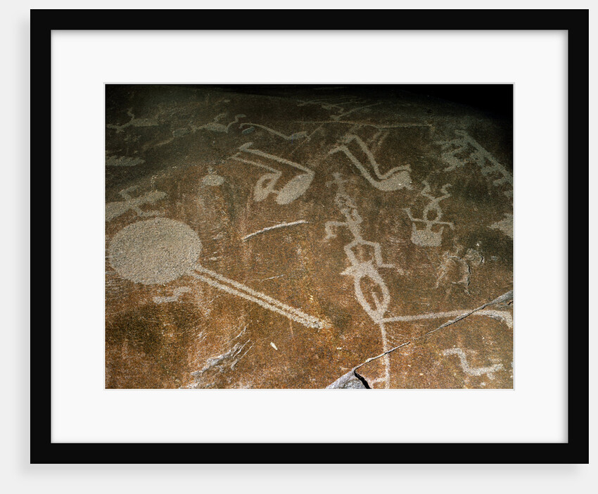 Carved Petroglyph (People, deers, elks, birds, boots and circles), 4th-3rd millenium BC by Unknown